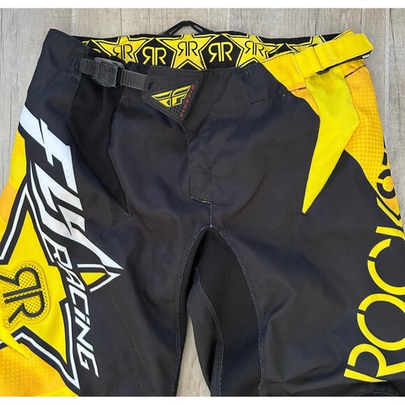 Fly Racing Rockstar Kinetic Mesh Tech Motocross Pants Size 32 Black & Yellow - Picture 3 of 11